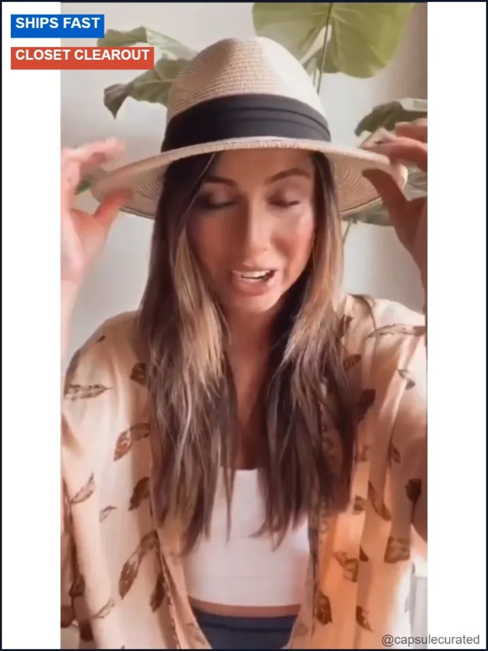 Women Straw Wide Brim Roll Up Sun Hat UPF50+ Packable Beach Fedora